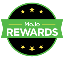 Green and black MoJo Rewards logo